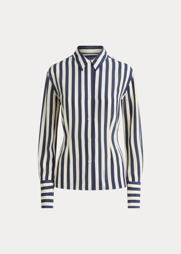 Women's Ralph Lauren Vanna Striped Silk Shirts | 387420YOD